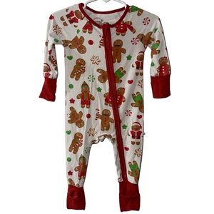 Caden Lane Christmas Gingerbread Footie Bamboo Sleeper with Zipper 0-3 Month
